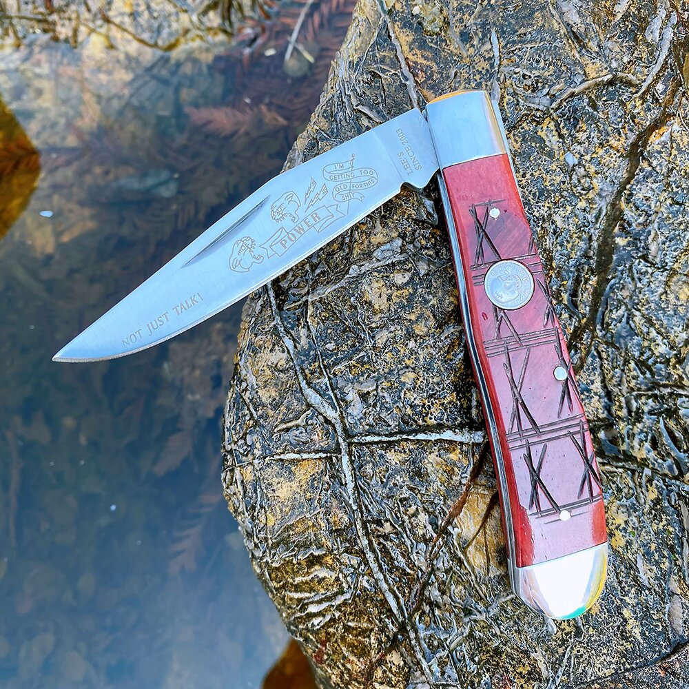 Bone Folder Tool - Watchman Trapper มีด Pocket Double Blades